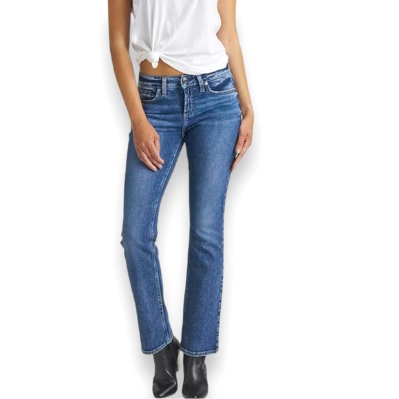 Silver Jeans Elyse Slim Low Rise Bootcut Jeans Medium Wash 28x31 - Picture 1 of 9
